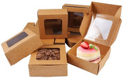Confezione di carta da regalo 7,5x7,5x3 cm 36 pezzi - Scatola da regalo marrone per biscotti, cupcake, torta.