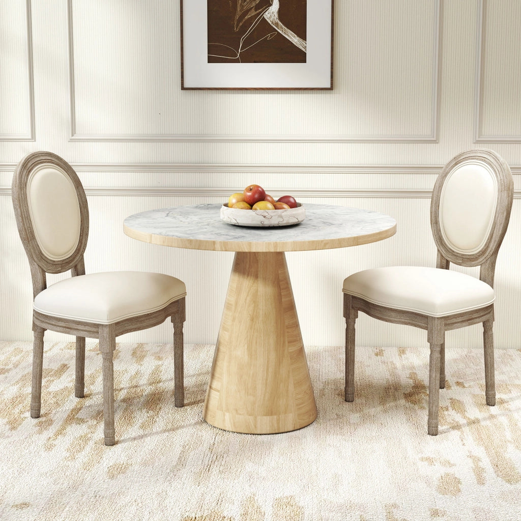 Set di 2 Sedie da Pranzo ¨C zephmum ¨C Legno Massello Stile Retr¨° Beige