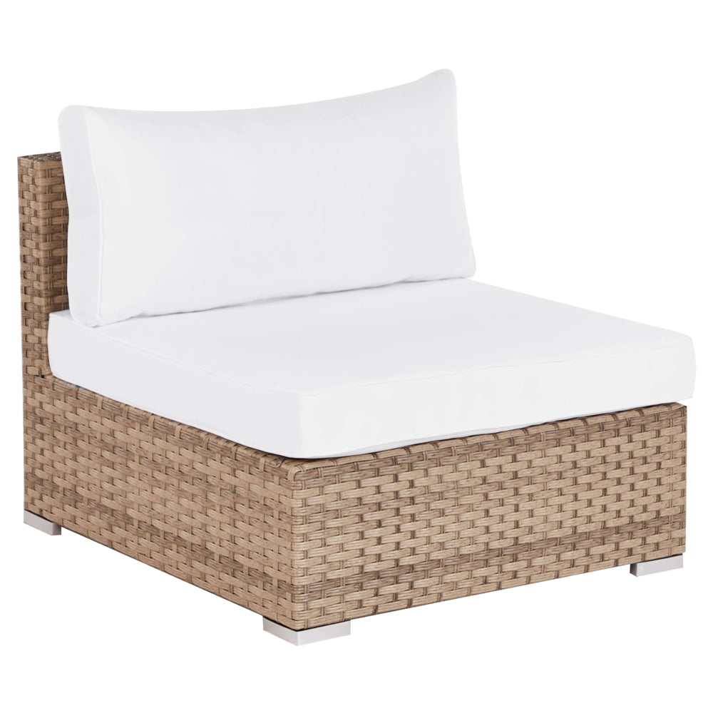 Set da giardino composto da divano con tavolino in rattan naturale lato destro 5 posti stile elegante