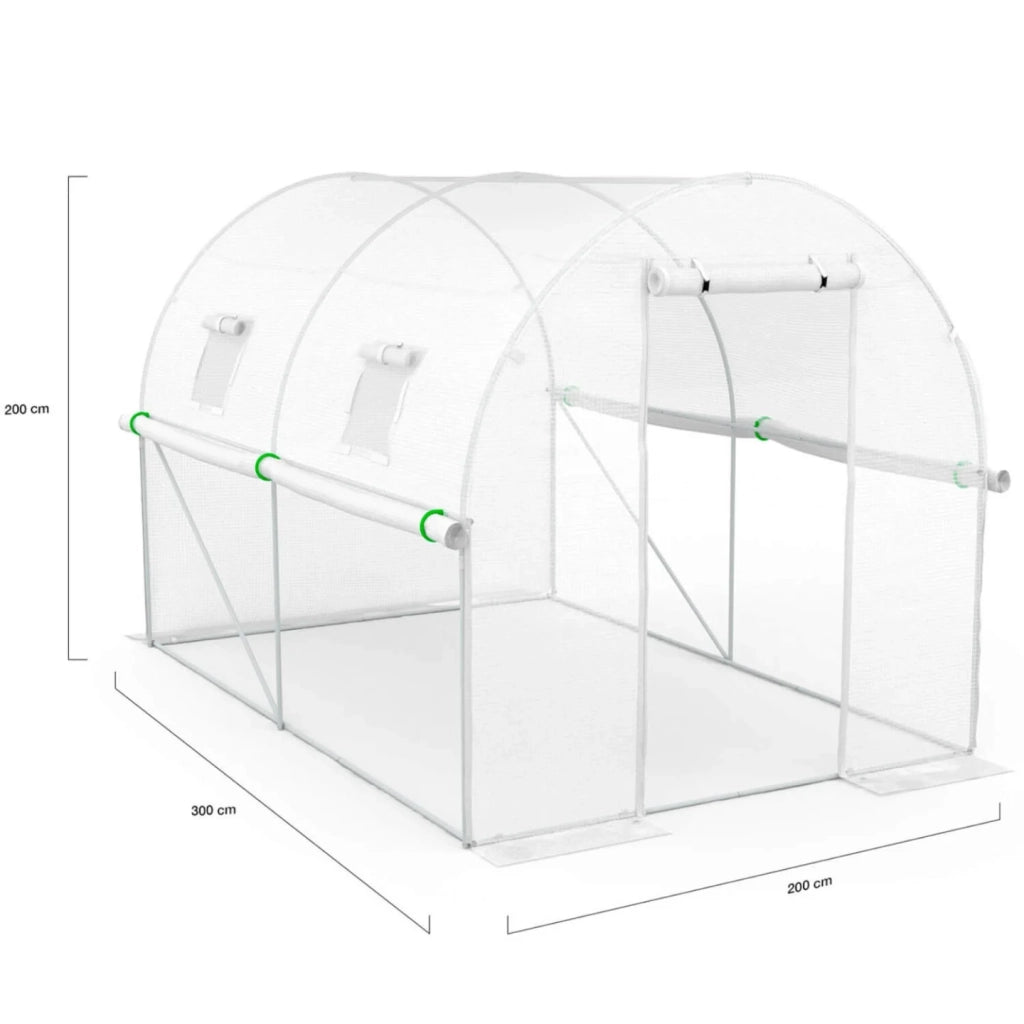 IDMarket - Serra tunnel di giardinario 6m²  bianco 4 stagioni ZEBRA 2x3M