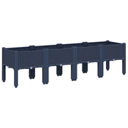 Fioriera | Cassetta per fiori | Vaso da Giardino con Gambe Grigio Blu 160x40x42 cm in PP