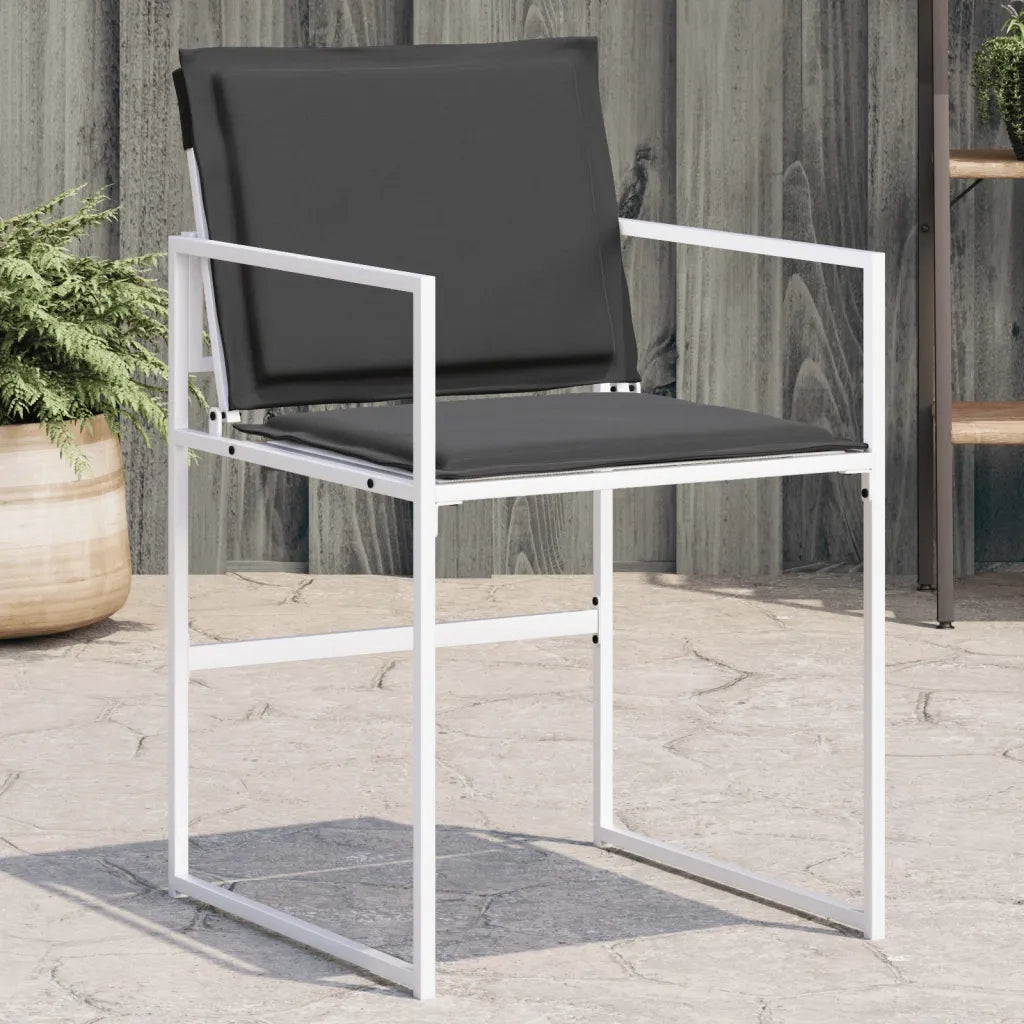 Sedie da Giardino con Cuscini 4 pz | Sedie da Esterno Bianchi Acciaio e Textilene