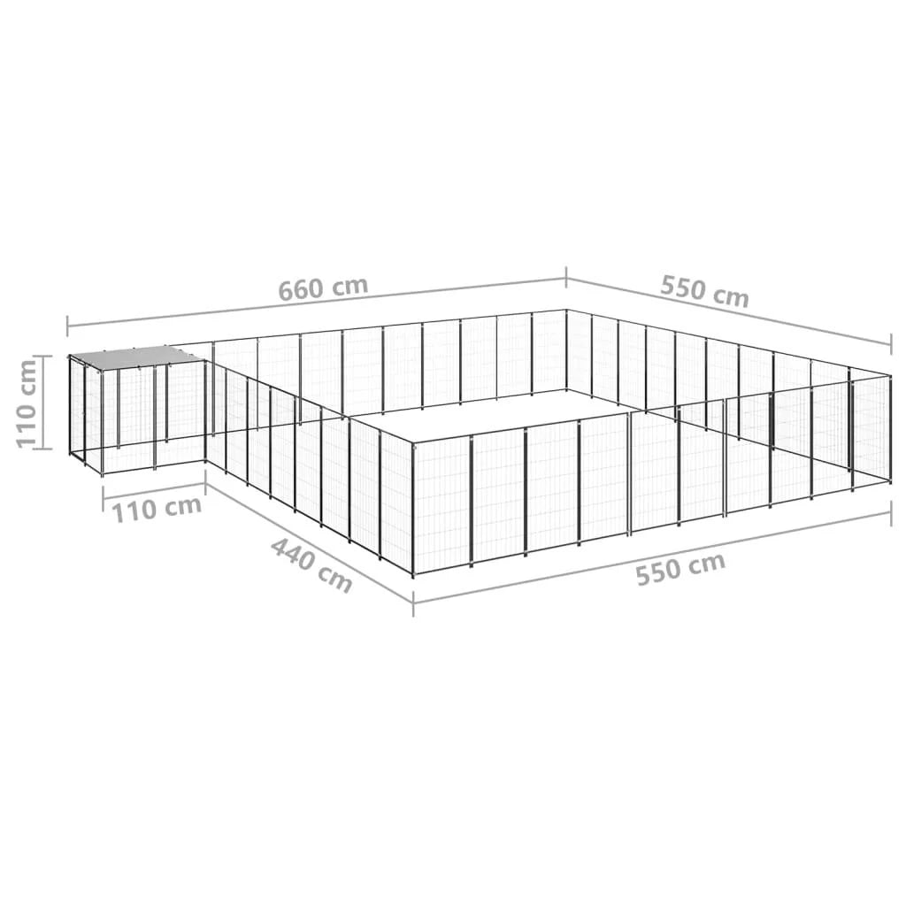 Recinto per animali da esterno per cani 31,46 m² acciaio nero 02_0000523