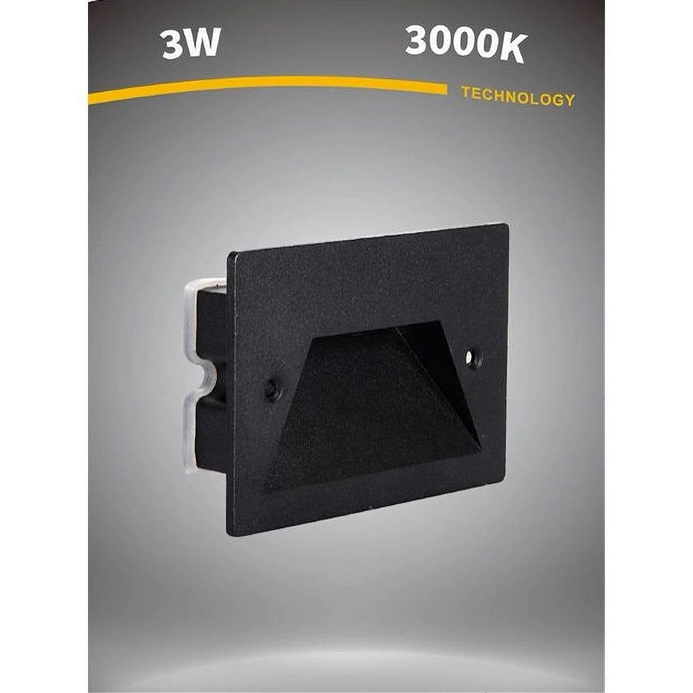 Trade Shop - Segnapasso A Led 3 W Faretto Applique Luce Fredda Calda Naturale Ip65 Es49 Nero - -bianco Caldo      -
