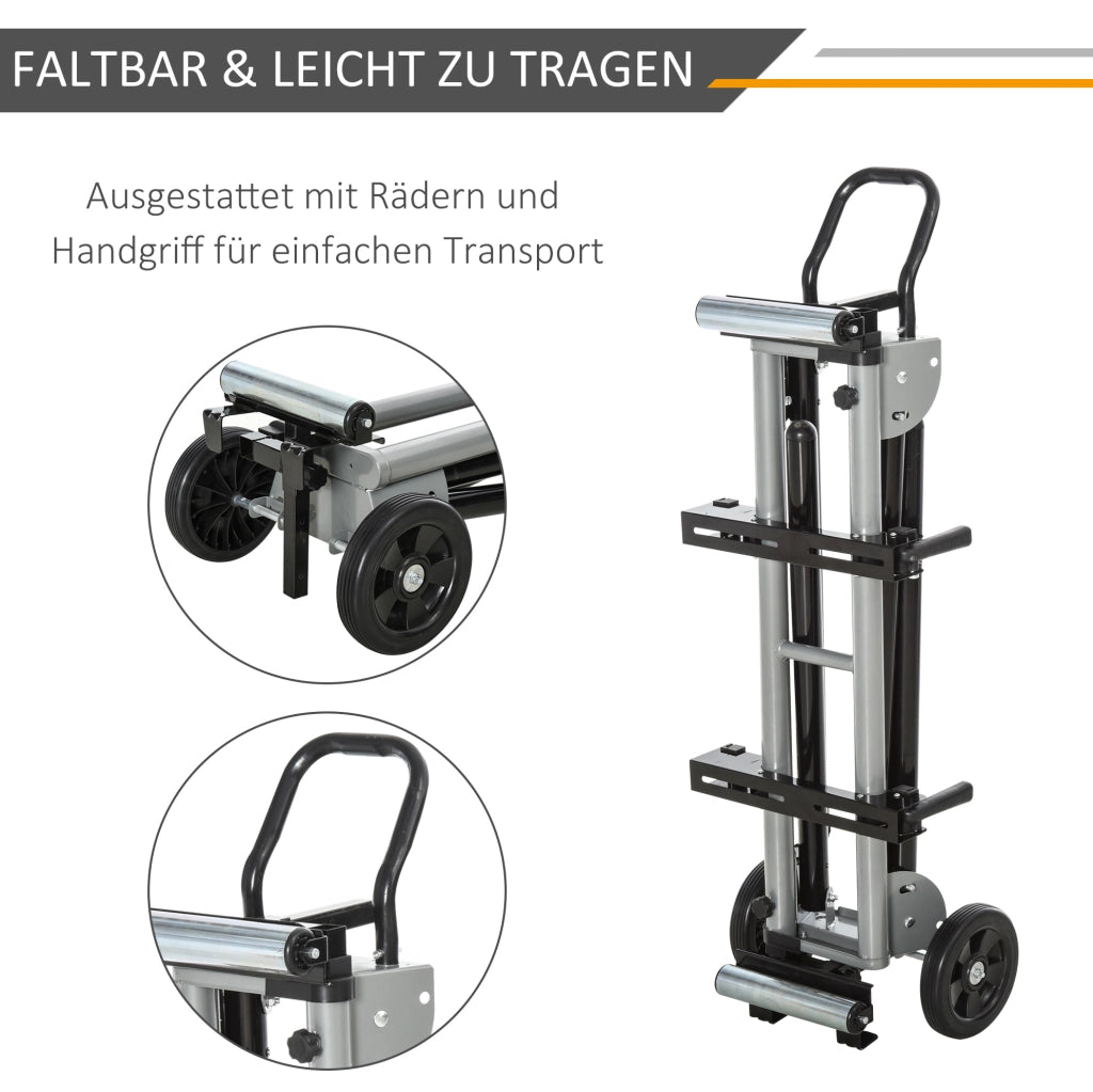 Supporto per troncatrice 123，5-245 cm in acciaio nero， pieghevole e mobile