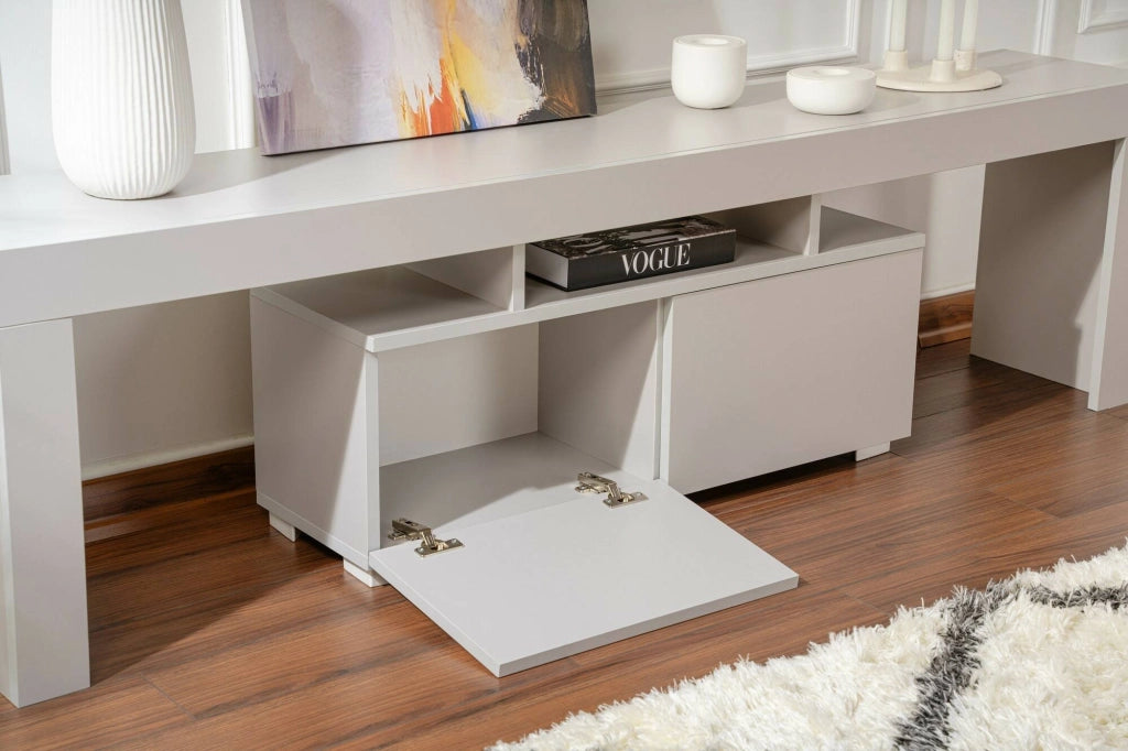 Mobile porta TV Andarna, Credenza da soggiorno, Armadio basso per TV, Base parete attrezzata, 180x31 h50 cm, Grigio