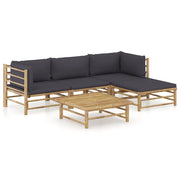 Set Divani da Giardino 5 pz con Cuscini Grigio Scuro in BambÃ¹ cod mxl 41847