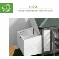Pollaio da Giardino Prefabbricato in Legno 196x76x97cm, Bianco e Grigio