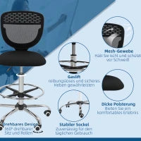 Sedia da Ufficio, Sedia da Lavoro, Sedia da Scrivania, regolabile in altezza, imbottita, Nero