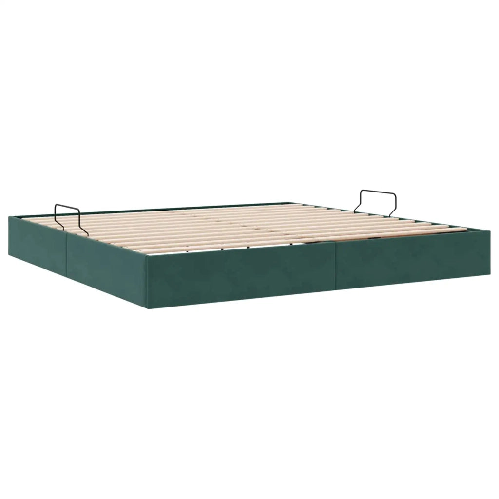 Letto matrimoniale | Letto per adulti | Letto ottomano Verde Scuro 200 x 200 cm Velluto