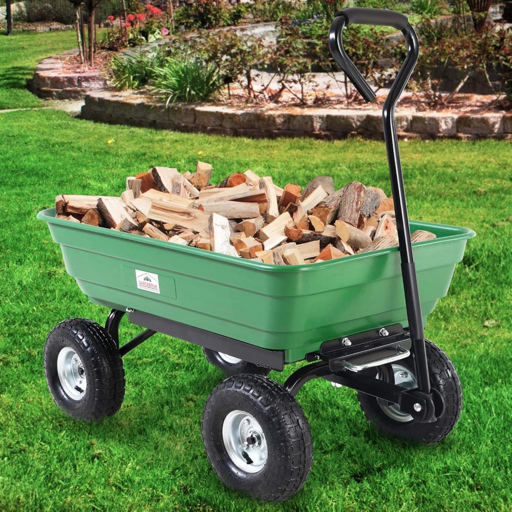 ® Carrello da Giardino Max. 300kg Cassone Ribaltabile Funzione Inclinazione Cariola Giardinaggio