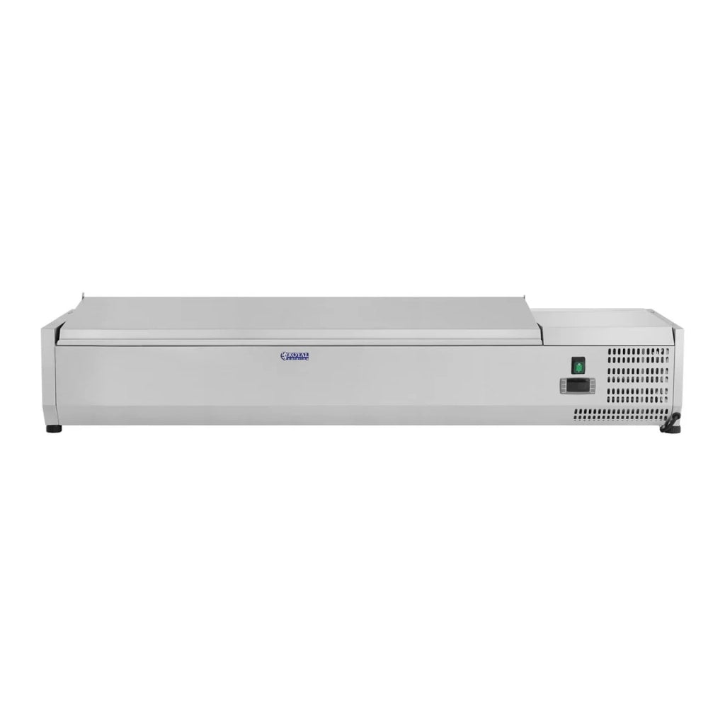 Bancone/tavolo per insalate acciaio inox - 140 x 33 cm - 6 teglie GN 1/4 14_0003287
