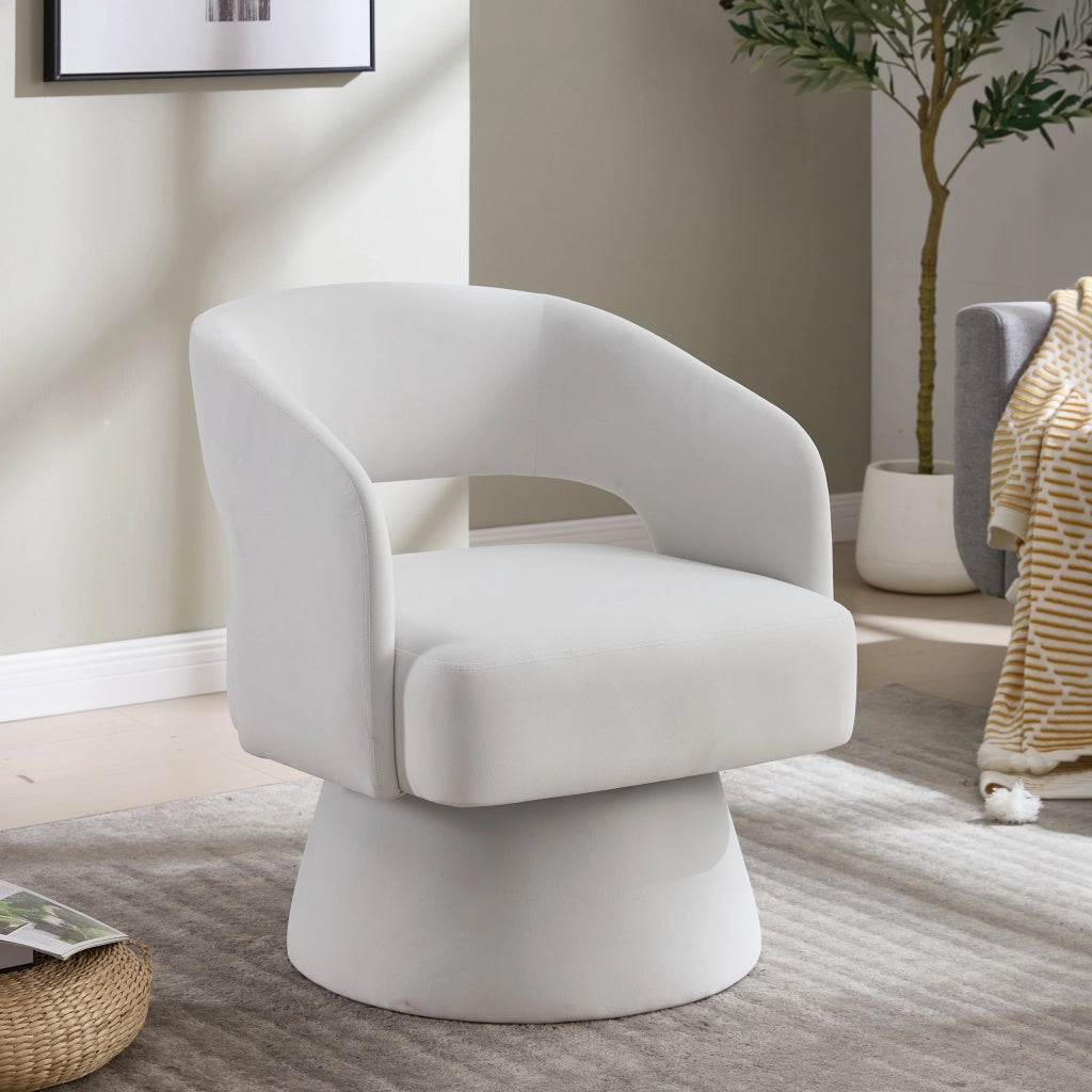 POLTRONA Girevole Moderna 68x66x47 cm Chenille Beige