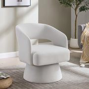 POLTRONA Girevole Moderna 68x66x47 cm Chenille Beige