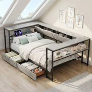 Letto Singolo Imbottito con 2 Cassetti e Rete a Doghe in Metallo ¨C Xylo ¨C 90x200, Grigio Cemento