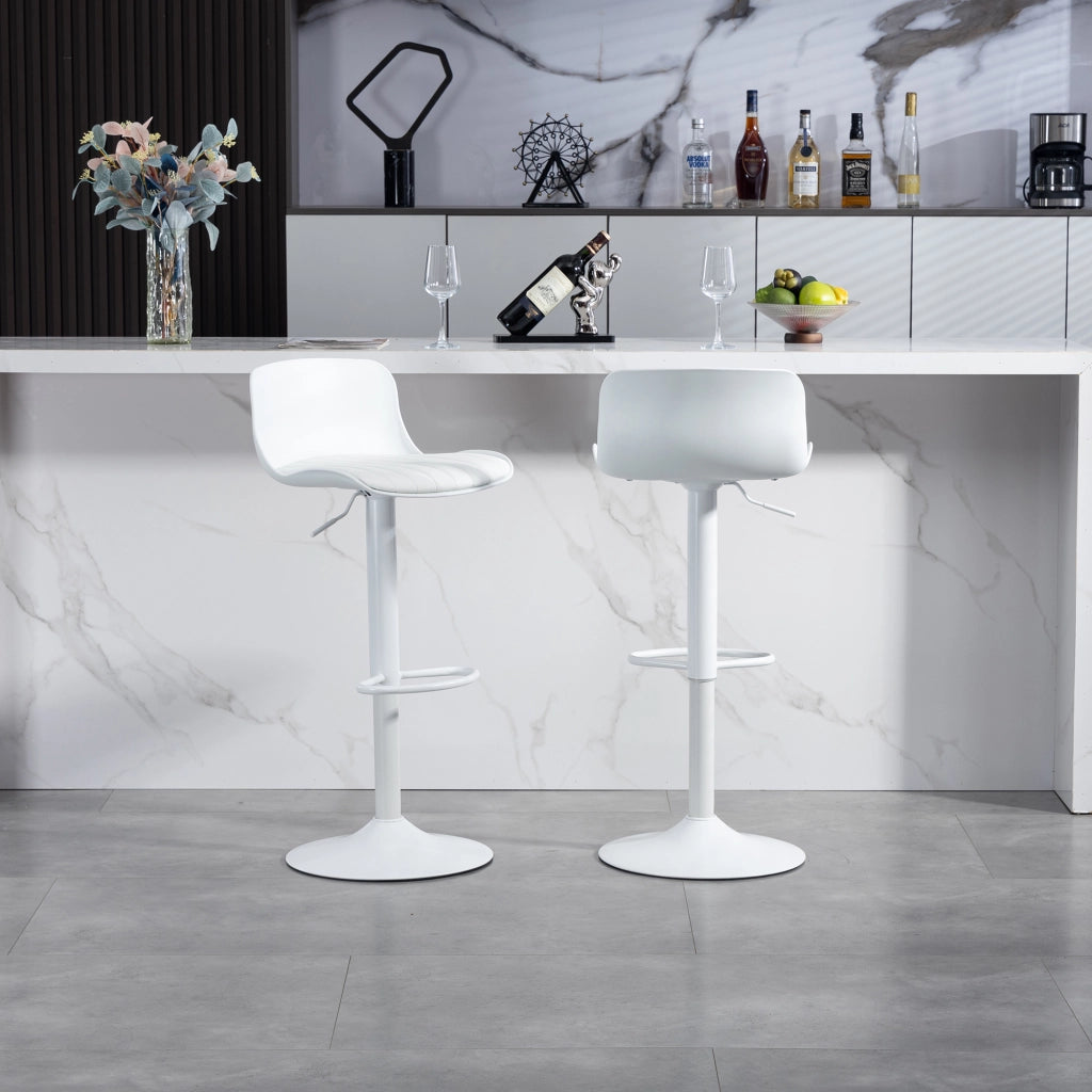 SGABELLO GIREVOLE 360° REGOLABILE IN ALTEZZA BIANCO IN METALLO