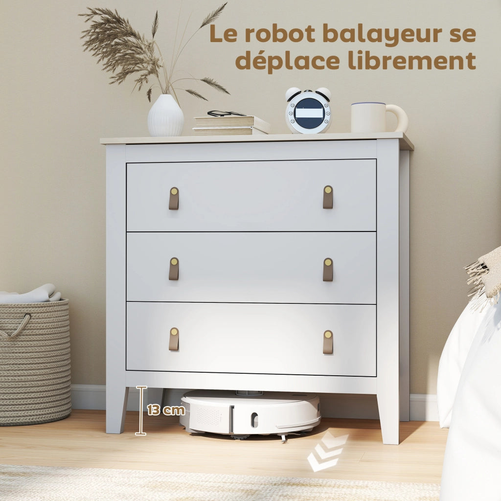 Cassettiera 3 Cassetti ¨C Xylo ¨C Bianco 80x40x78,5cm Maniglie Poliuretano Stile Moderno