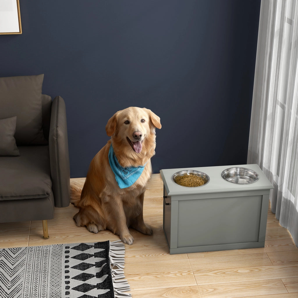Portagamelle per Cani e Gatti ¨C Zephmum ¨C Legno Grigio 60x30x41 cm