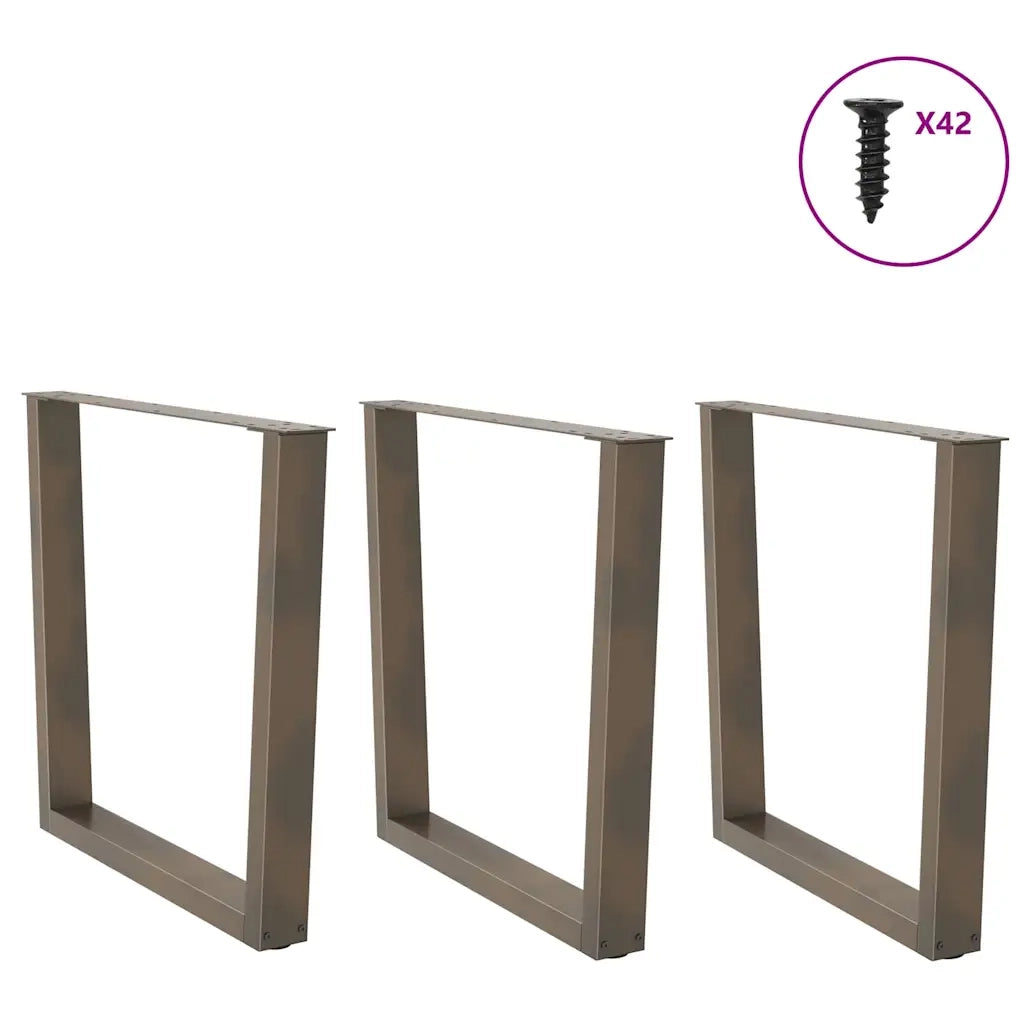 Gambe per tavolo da pranzo a forma di V 3 pz | Piede del tavolo in acciaio naturale 90x(72-73,3) cm