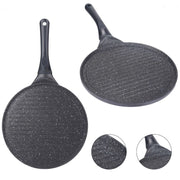 Trade Shop - Padella Antiaderente Piastra Griglia Tonda Per Carne Verdure Nera Accessori Cucina 624390 -