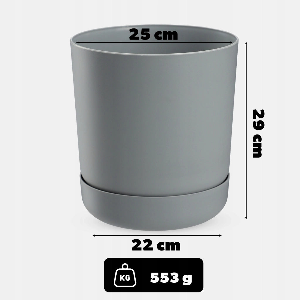 Vaso da fiori KADAX con supporto, coperchio, ciotola rotonda, 25 cm, grigio opaco