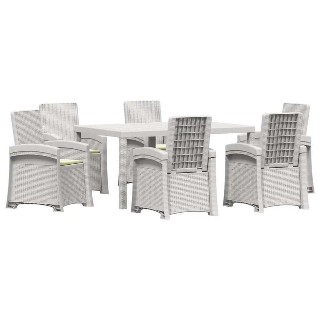 Set da Pranzo per Giardino 7 pz Bianco e Crema PP 3430143