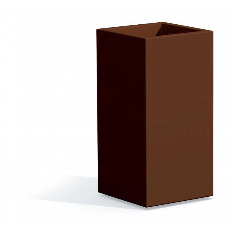 Vaso alto moderno di design 40x40 H80 in polimero marrone resistente per interno ed esterno - Made in Italy - Monacis