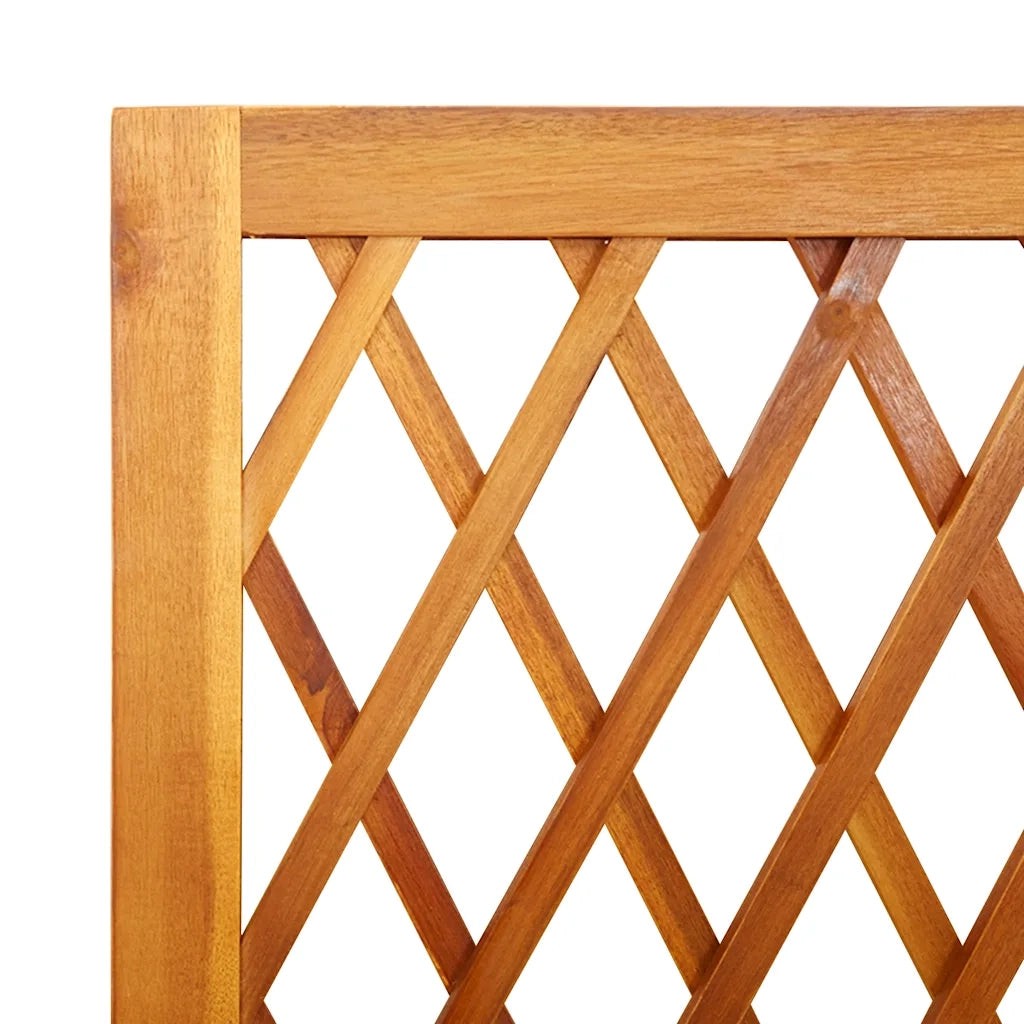 Fioriera con Traliccio-Vaso con Griglia-Fioriera con Supporto per Piante Rampicanti e Ripiano 100x32x185 cm Legno Acacia