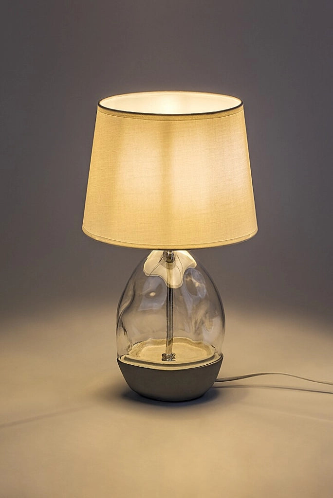 Lampada tavolo Rabalux Apolonia vetro, paralume bianco