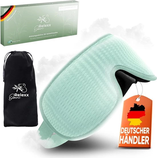 Slaapmasker ademend 3D – Comfortevole e morbido per uomini e donne – 100% bloccante la luce – Con tasca per trasporto – Orecchini – Schiuma espansa (Turchese)