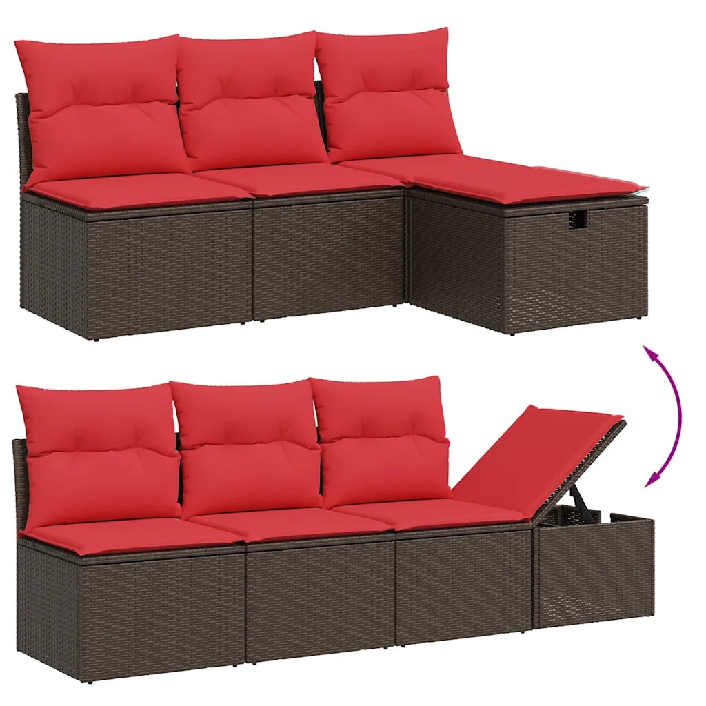Set Divani da Giardino 9 pz con Cuscini Marrone in Polyrattan 3275034