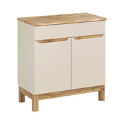 Set da bagno ERMANO cachemire e finitura quercia 80cm: mobile sotto lavabo + piano per lavabo bisellato