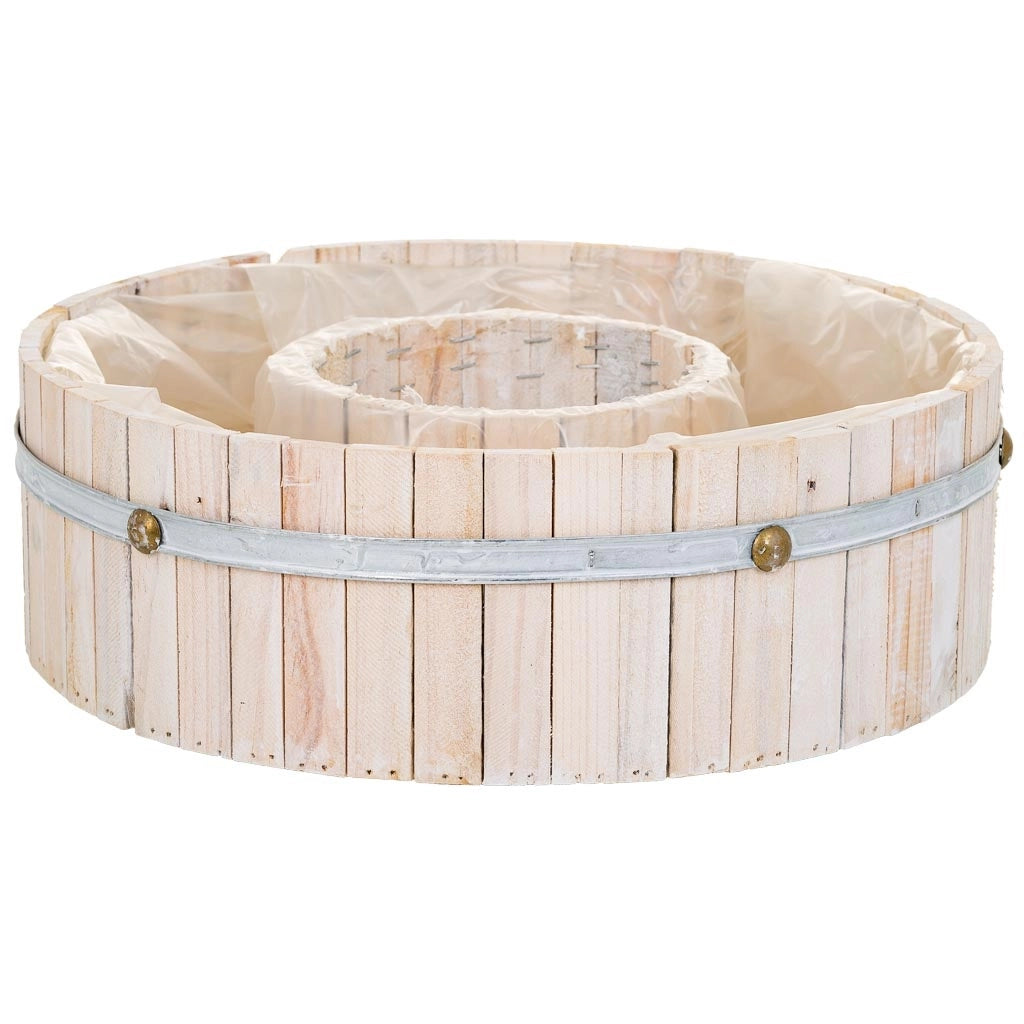 Cesto tondo in legno marrone 40x40x12h