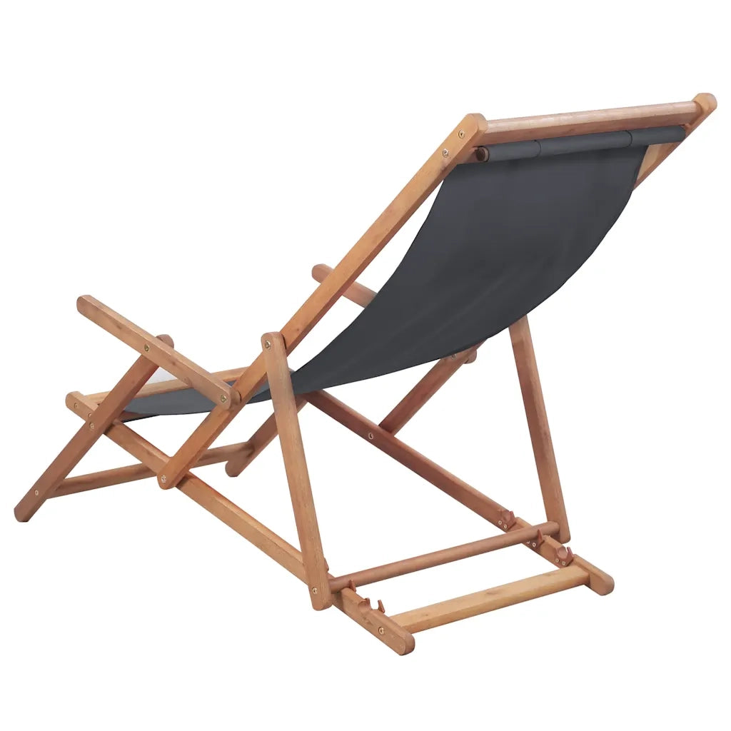 Sdraio da Spiaggia Pieghevole Telaio in Legno e Tessuto Grigio CFW8598884