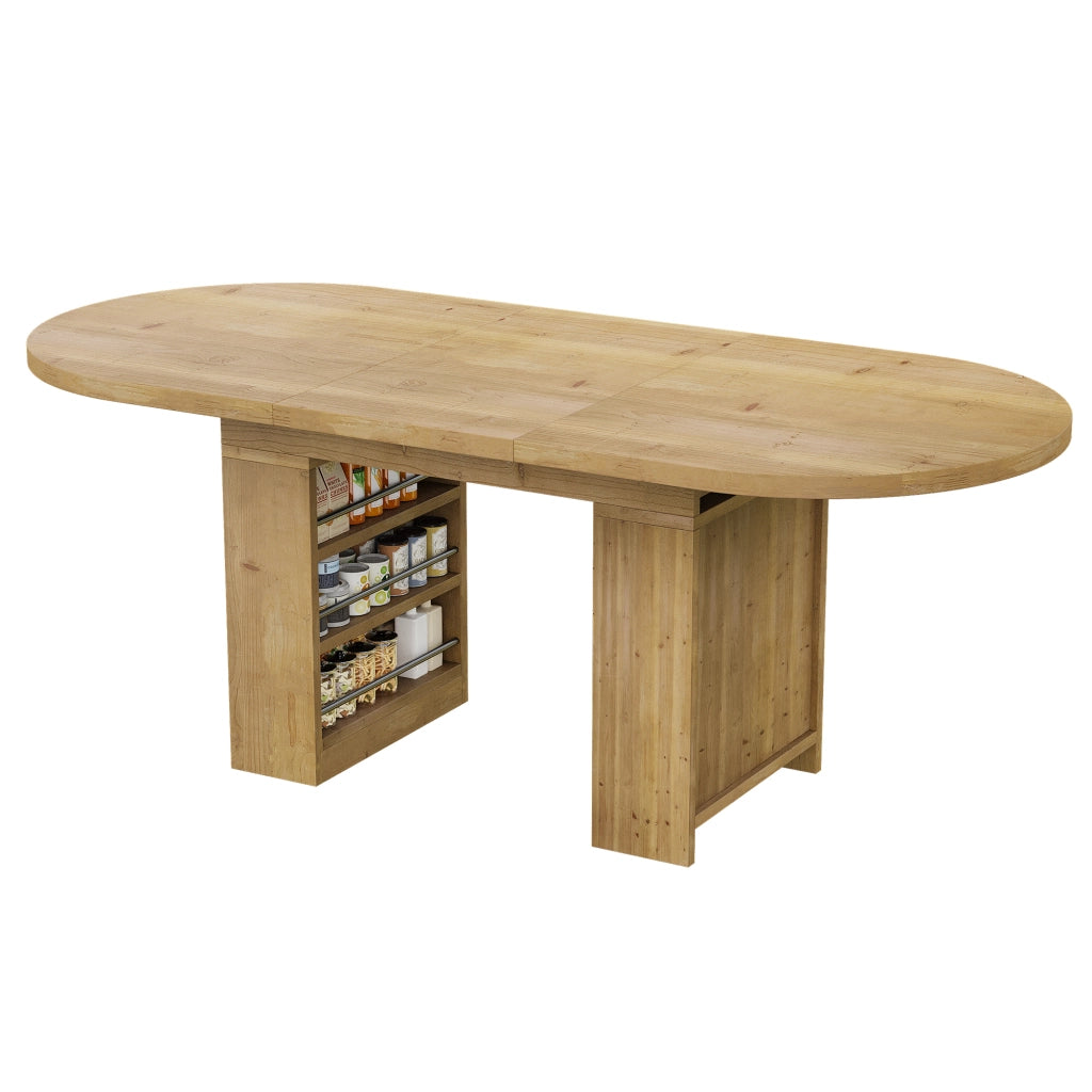 Tavolo da pranzo allungabile 150/200 x 90 cm con vano portaoggetti, colore rovere