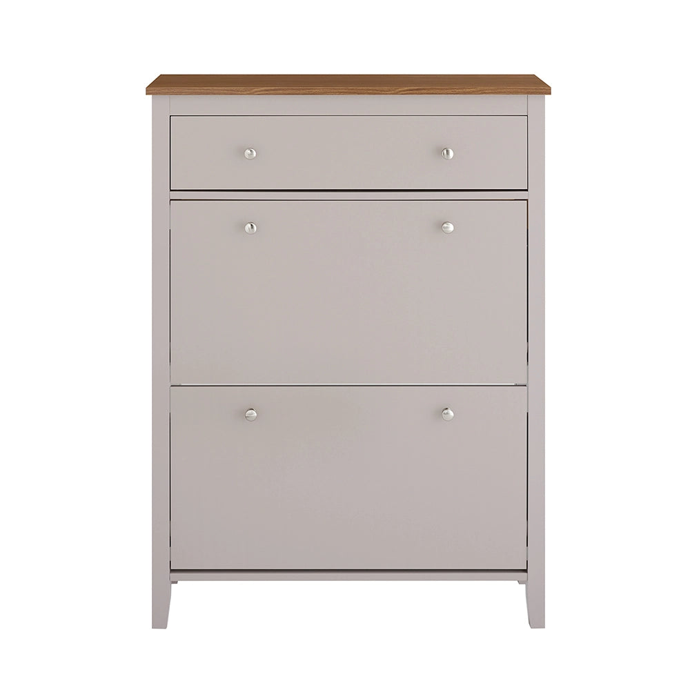 SoBuy Scarpiera Salvaspazio Slim Ingresso - Mobile Scarpiera con Cassetto e 2 Ante a Ribalta per 12 Paia - Design Nordico in Legno, Facile Montaggio, 78x24x108 cm, Marrone Chiaro, FSR89-KA