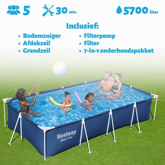 Piscina Reclinabile - 400 x 211 x 81 cm - Blu - Inclusa pompa filtro