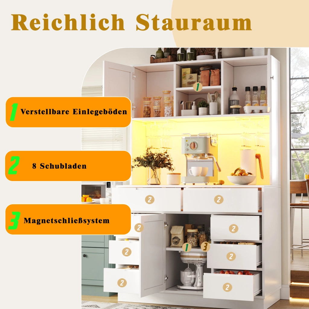 ARMADIO ALTO DA CUCINA 120 x 40 x 183,5 cm Bianco MDF con LED