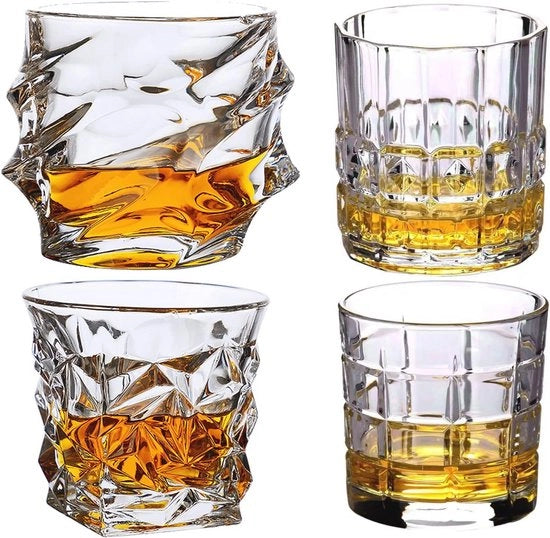 Set di 4 bicchieri di cristallo senza lega - Ideali per Scotch, Bourbon, Gin Tonic e Negroni Cocktail
