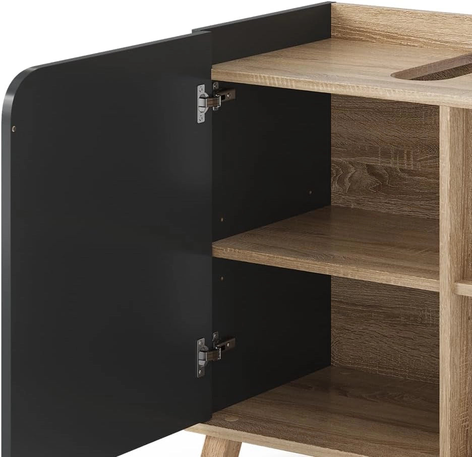 Set di mobili da bagno Karen, Sonoma/antracite, 60 cm, composto da specchio da bagno e mobile sottolavabo