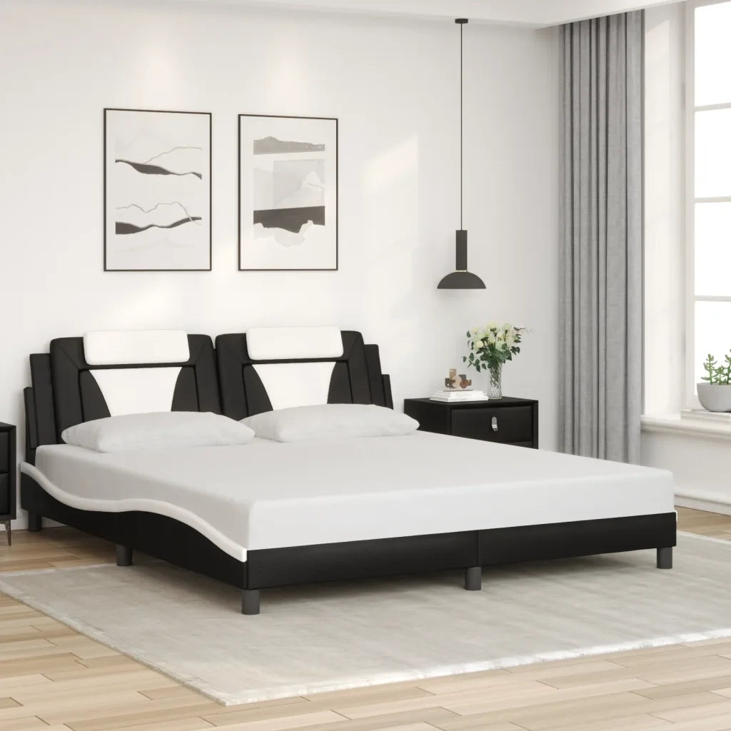 Giroletto Viana con LED senza Materasso Nero e Bianco 180x200 cm 3214041