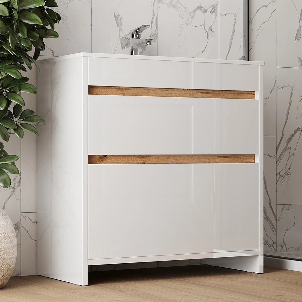 Vicco Set di mobili da bagno Bianco 2 parti, mobile base 80 cm
