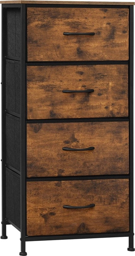 Cassa per soggiorno - Cassa rustica - 4 ante - Colore moka - Spazio di stoccaggio - 95 cm alto, 45 cm largo e 30 cm profondo