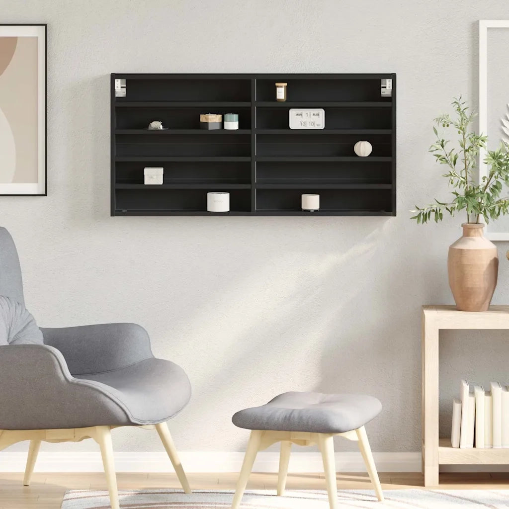 Armadietto con Vetrina Nero 100x8,5x50 cm in Legno Multistrato CFW6240869