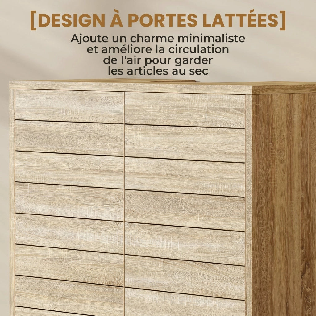 Mobiletto Sottolavabo a Forma U con Ante a Doghe ¨C zephmum ¨C Naturale 60x30x60 cm