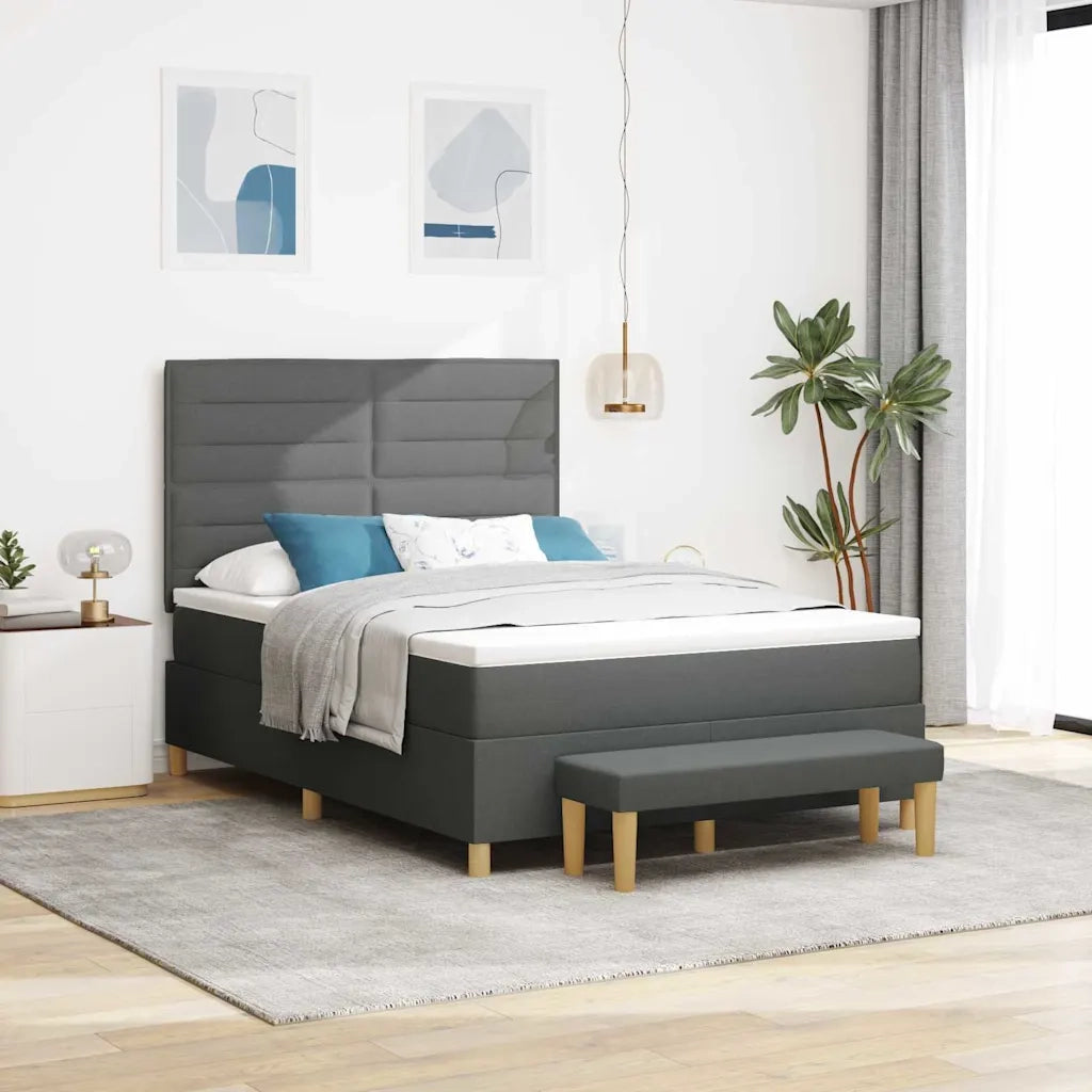 Letto a molle con materasso Grigio scuro 160 x 200 cm Tessuto