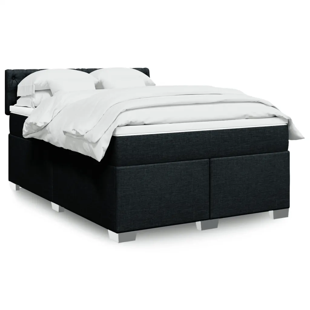 vidaXL Giroletto a Molle con Materasso Nero 160x200 cm in Tessuto