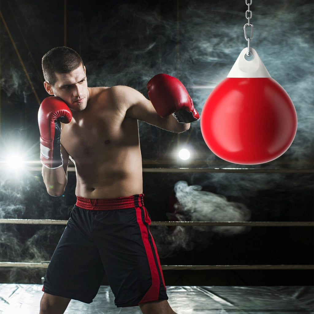 Sacco da boxe ad acqua con tubo di riempimento d'acqua catena in metallo, Sacco per allenamento di jab Rosso