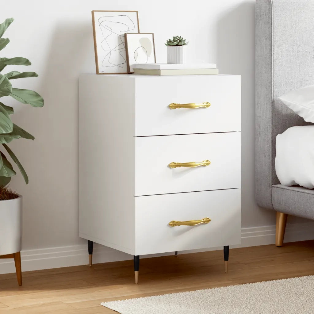 Comodino-Tavolino da notte Bianco 40x40x66 cm in Legno Multistrato 633241