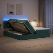 Letto con contenitore LED e materasso Verde Scuro 200 x 200 cm 3459393